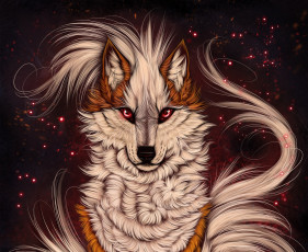 Картинка рисованное животные +волки волк