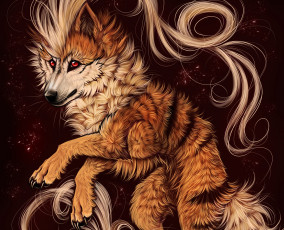 Картинка рисованное животные +волки волк