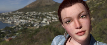 Картинка 3д+графика портрет+ portraits фон взгляд девушка