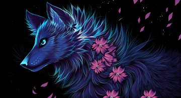 Картинка рисованное животные +волки волк