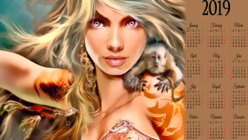 Картинка календари фэнтези лицо существо девушка