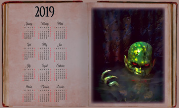 Картинка календари фэнтези нежить монстр книга взгляд лицо