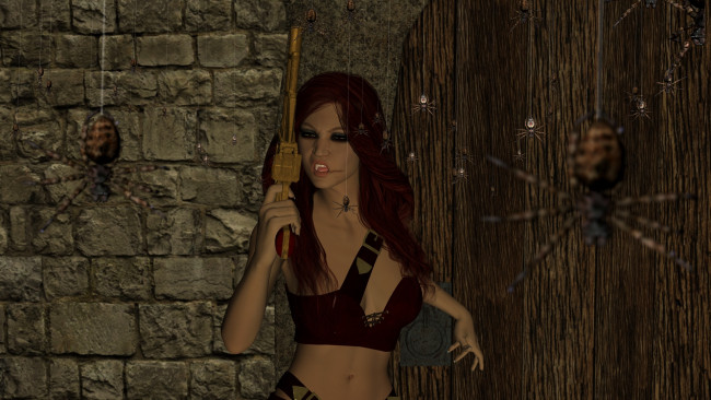 Обои картинки фото 3д графика, фантазия , fantasy, фон, девушка, взгляд