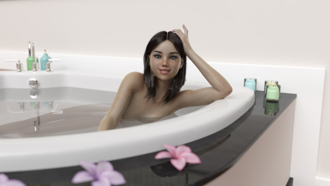 Обои картинки фото 3д графика, люди , people, фон, взгляд, девушка