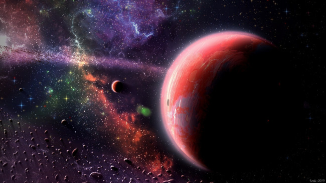 Обои картинки фото космос, арт, планеты, вселенная, галактика, звезды