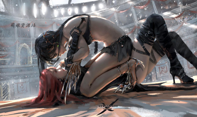 Обои картинки фото фэнтези, _ghost blade ,  призрачный клинок, бой, девушки, оружие, арена