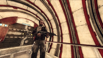 Картинка видео+игры afterfall +insanity человек оружие коридор