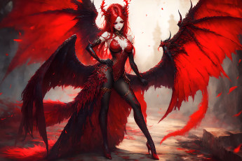 Картинка аниме ангелы +демоны демонесса