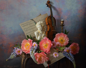 обоя музыка, -музыкальные инструменты, скрипка