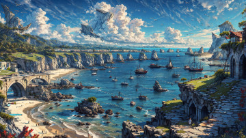 обоя фэнтези, корабли