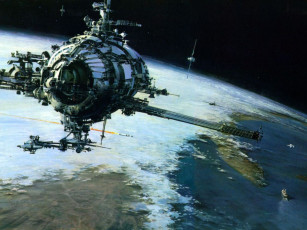 Картинка фэнтези космические корабли звездолеты станции