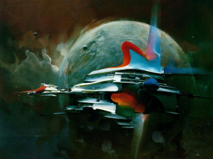Картинка фэнтези космические корабли звездолеты станции