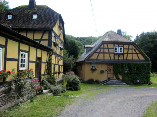 Картинка германия гессен лорх города здания дома цветы лес