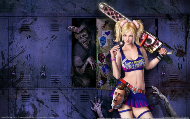 Обои картинки фото lollipop, chainsaw, видео, игры, juliet, starling, бензопила, зомби, девушка