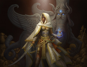 Картинка фэнтези маги девушка меч