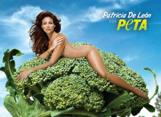 обоя бренды, peta, people, for, the, ethical, treatment, of, animals, ню, брюнетка, брокколи