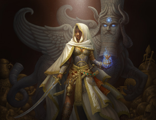 Обои картинки фото фэнтези, маги, девушка, меч