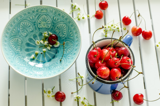 Обои картинки фото еда, вишня, черешня, миска
