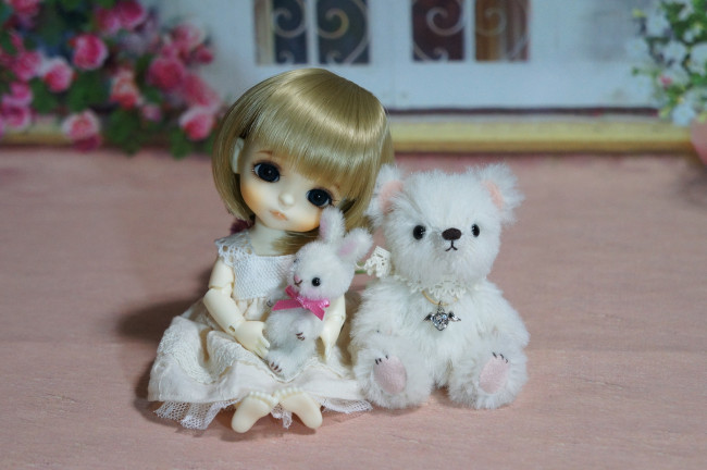 Обои картинки фото разное, игрушки, кукла, мишка