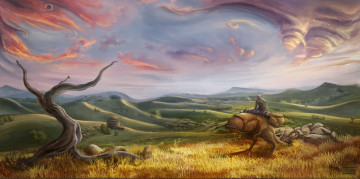 Картинка фэнтези существа иной долина всадник мир