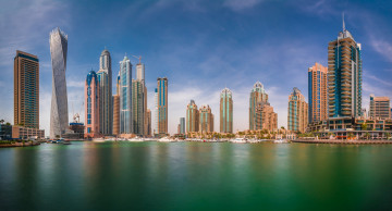 Картинка dubai города дубай+ оаэ акватория панорама небоскребы