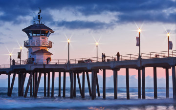 Картинка природа маяки мост берег океан маяк
