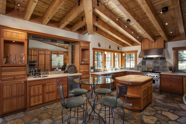 Обои картинки фото интерьер, кухня, дерево