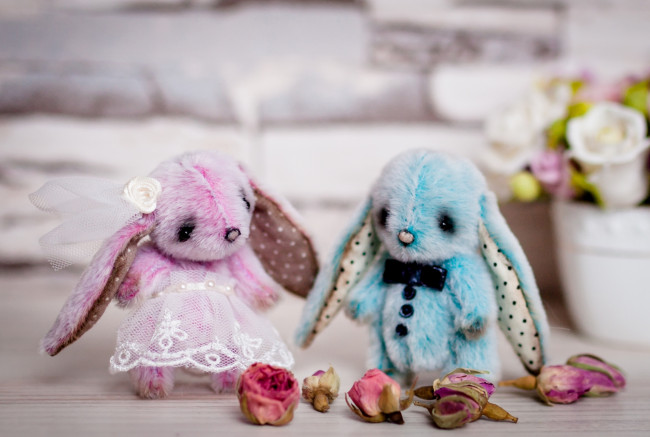 Обои картинки фото разное, игрушки, зайчики