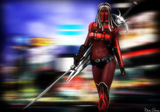 Картинка 3д+графика фантазия+ fantasy оружие фон взгляд девушка