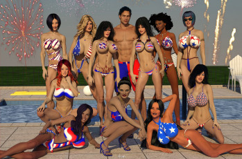 Картинка 3д+графика люди+ people фон взгляд девушки салют парень