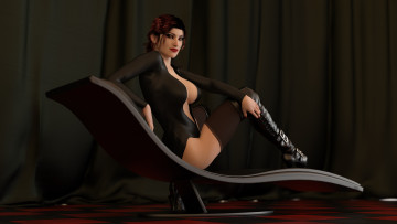 Картинка 3д+графика люди+ people шезлонг фон девушка взгляд