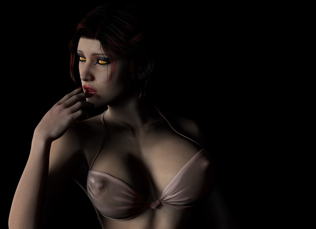 Обои картинки фото 3д графика, фантазия , fantasy, девушка, фон, взгляд