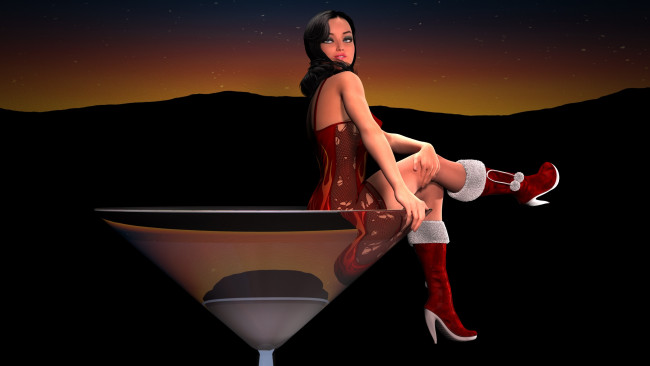 Обои картинки фото 3д графика, люди , people, улыбка, фон, взгляд, девушка