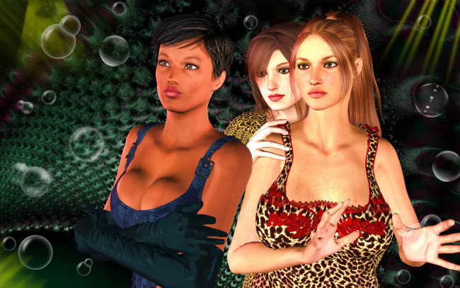 Обои картинки фото 3д графика, люди , people, фон, взгляд, девушки