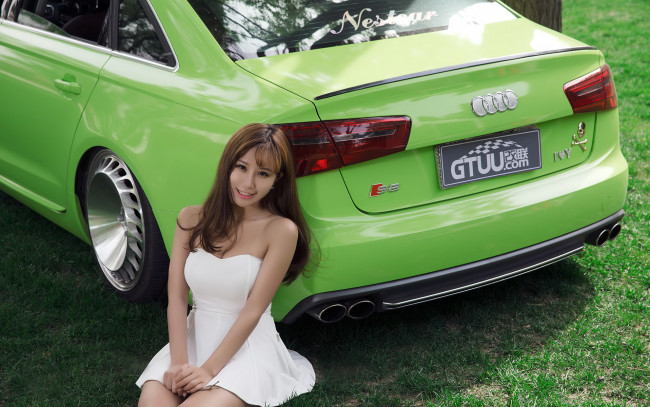 Обои картинки фото автомобили, -авто с девушками, взгляд, девушка, фон, автомобиль
