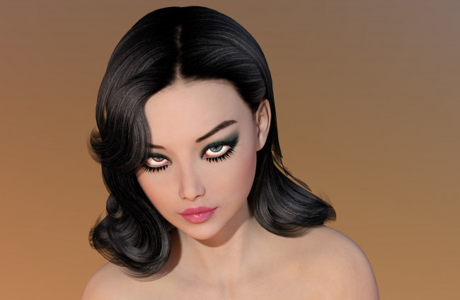 Обои картинки фото 3д графика, портрет , portraits, фон, девушка, взгляд