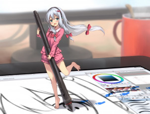 Картинка аниме eromanga-sensei девушка фон взгляд