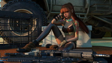 Картинка 3д+графика фантазия+ fantasy девушка оружие фон взгляд