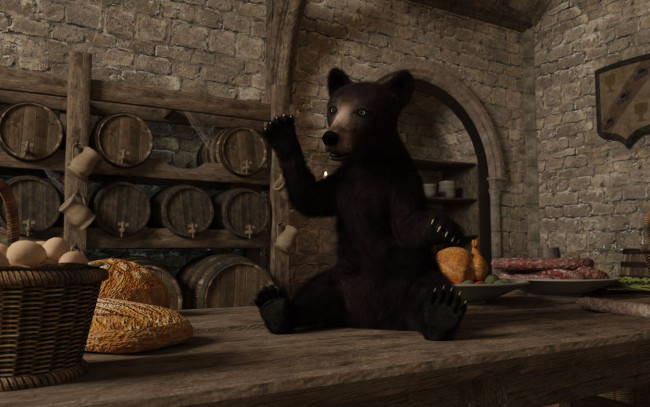 Обои картинки фото 3д графика, животные , animals, медвежонок, фон