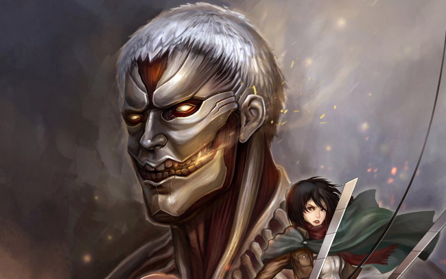 Обои картинки фото аниме, shingeki no kyojin, атака, титанов
