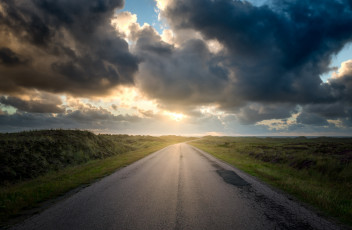 Картинка природа дороги дорога поле утро