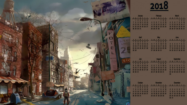Обои картинки фото календари, фэнтези, улица, город, здание