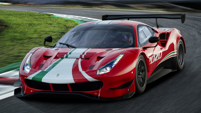 Обои картинки фото ferrari 488 gt3 evo 2020, автомобили, ferrari, 488, gt3, evo, 2020, жгучая, гоночная, испанская, барышня