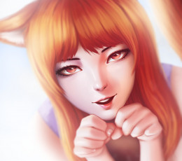 обоя аниме, spice and wolf, волчица, и, пряности