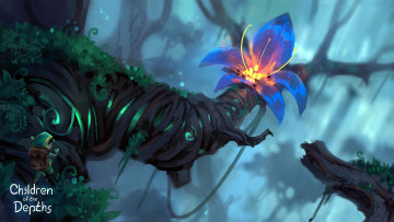 Картинка фэнтези существа дерево цветок человечек