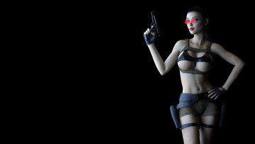 Картинка видео+игры tomb+raider+ other девушка фон очки пистолет