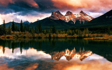 Картинка the+three+sisters+in+the+canadian+rockies природа пейзажи the three sisters in canadian rockies