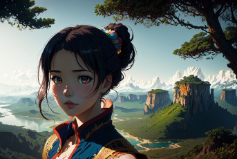 Картинка аниме пейзажи +природа нейросети графика нейроарт ai art нейронные сети рисунки нейро искусство