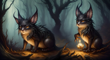 Картинка фэнтези существа нейросети графика нейроарт ai art нейронные сети рисунки нейро искусство