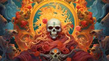 Картинка фэнтези нежить нейросети графика нейроарт ai art нейронные сети рисунки нейро искусство череп